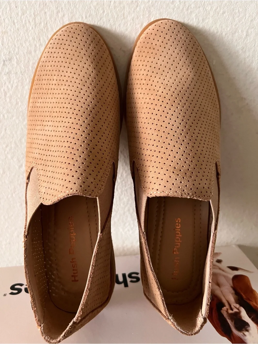 Hush Puppies Men's Perforated Tan Slip-On Loafers